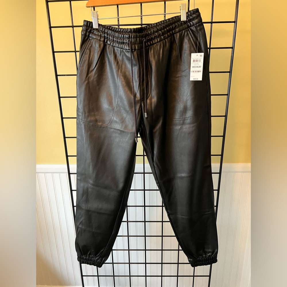 Mens INC pleather jogger in black